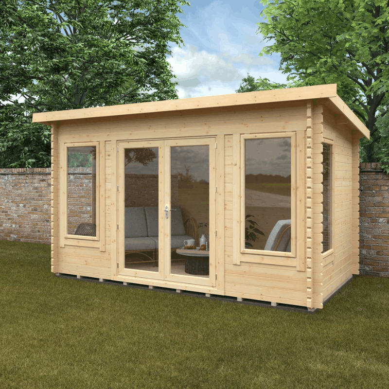 14 x 8 Home Office/Cabin made of wood with toughened double glazing and 5 lever lock as standard