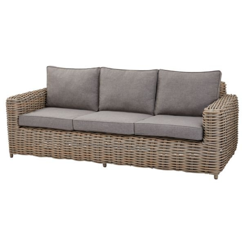 Rattan sofa with beige cushions, fabric, metal, synthetic fibres, Weather-resistant materials
Quick-dry cushions
Low-maintenance care