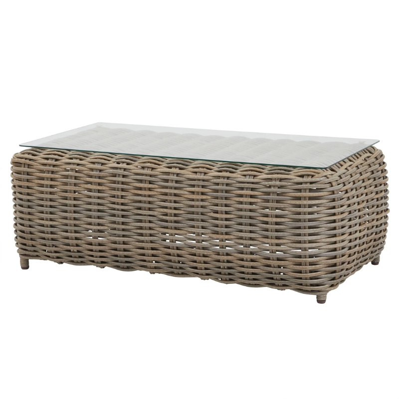 Rattan coffee table with glass top