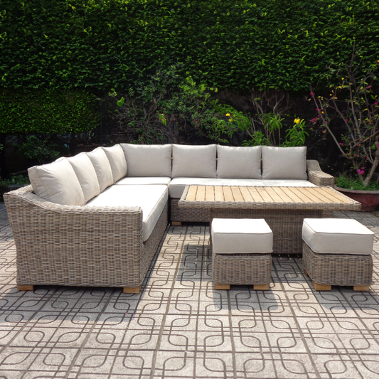 Moisture-resistant Olefin cushions dry faster than polyester
Rust-proof aluminium frame construction