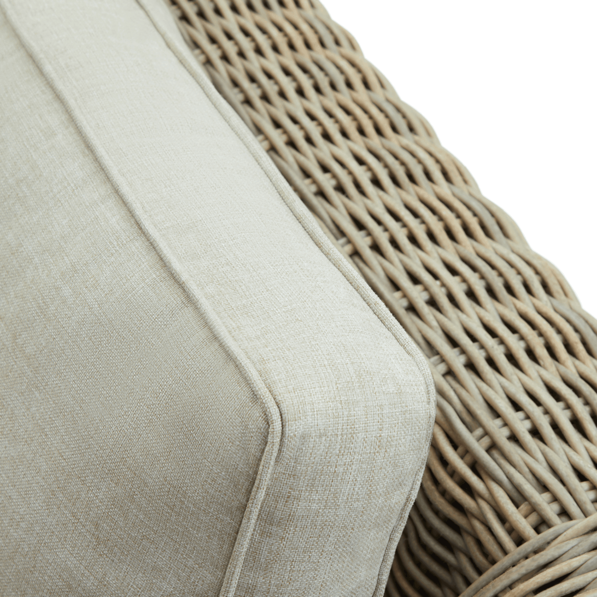 Close up of capri collection cushion and wicker back