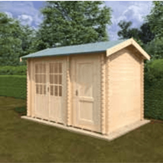Coronation log cabin with doors closed