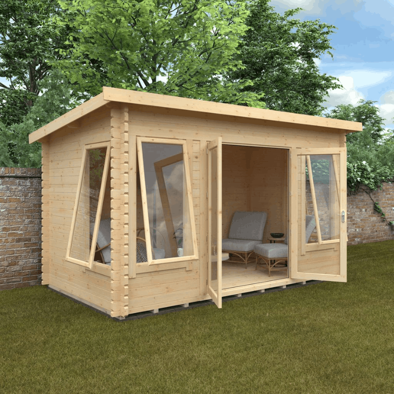 14 x 8 Home Office/Cabin made of wood with toughened double glazing and 5 lever lock as standard