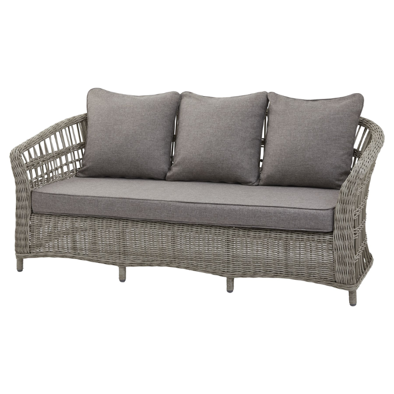 Palmer wicker three seater sofa with weather resistant cushions included