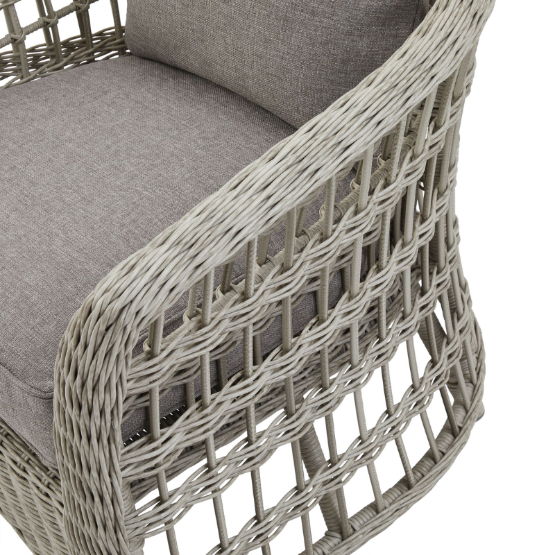 Close up of the wicker chair and cushion