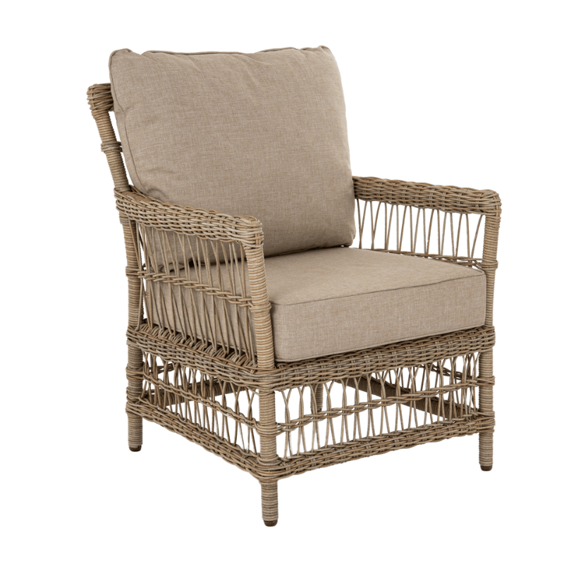 Outdoor wicker chair with cushion