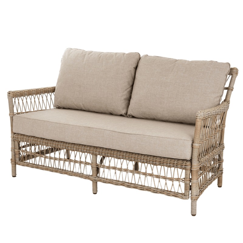 Outdoor wicker sofa with cushions