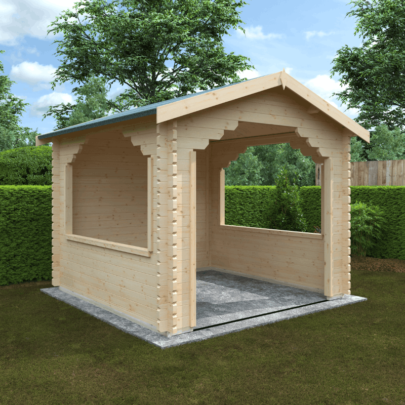 The Stowe - Hot Tub - Jacuzzi - BBQ Shelter - 44mm Log Cabin