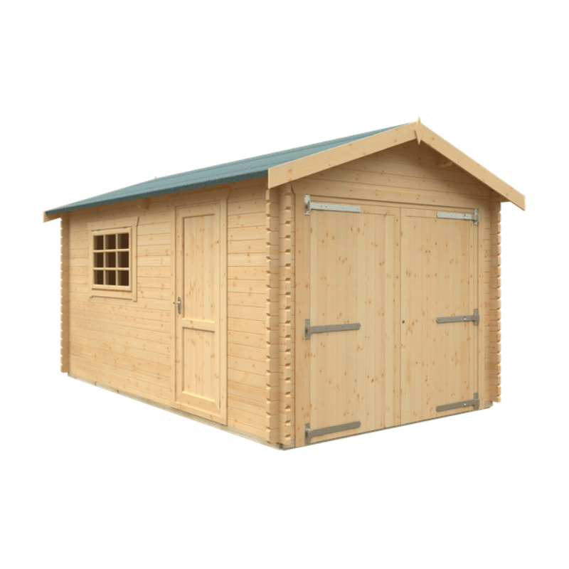 Windsor Garage, double doors at the front, side access door and window.